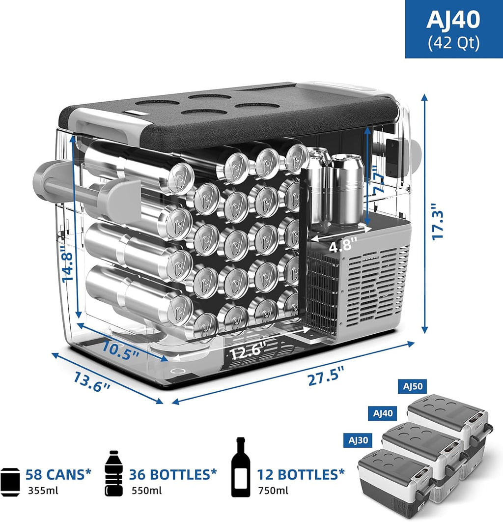 Portable 12V Compressor Refrigerator Freezer, Dual Zone, 43 Quarts L725120