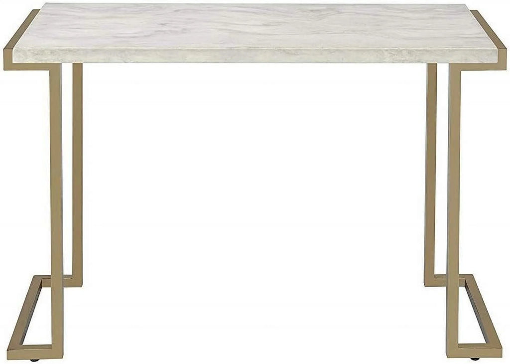 Champagne Beige Faux Marble Top Console Table D76445