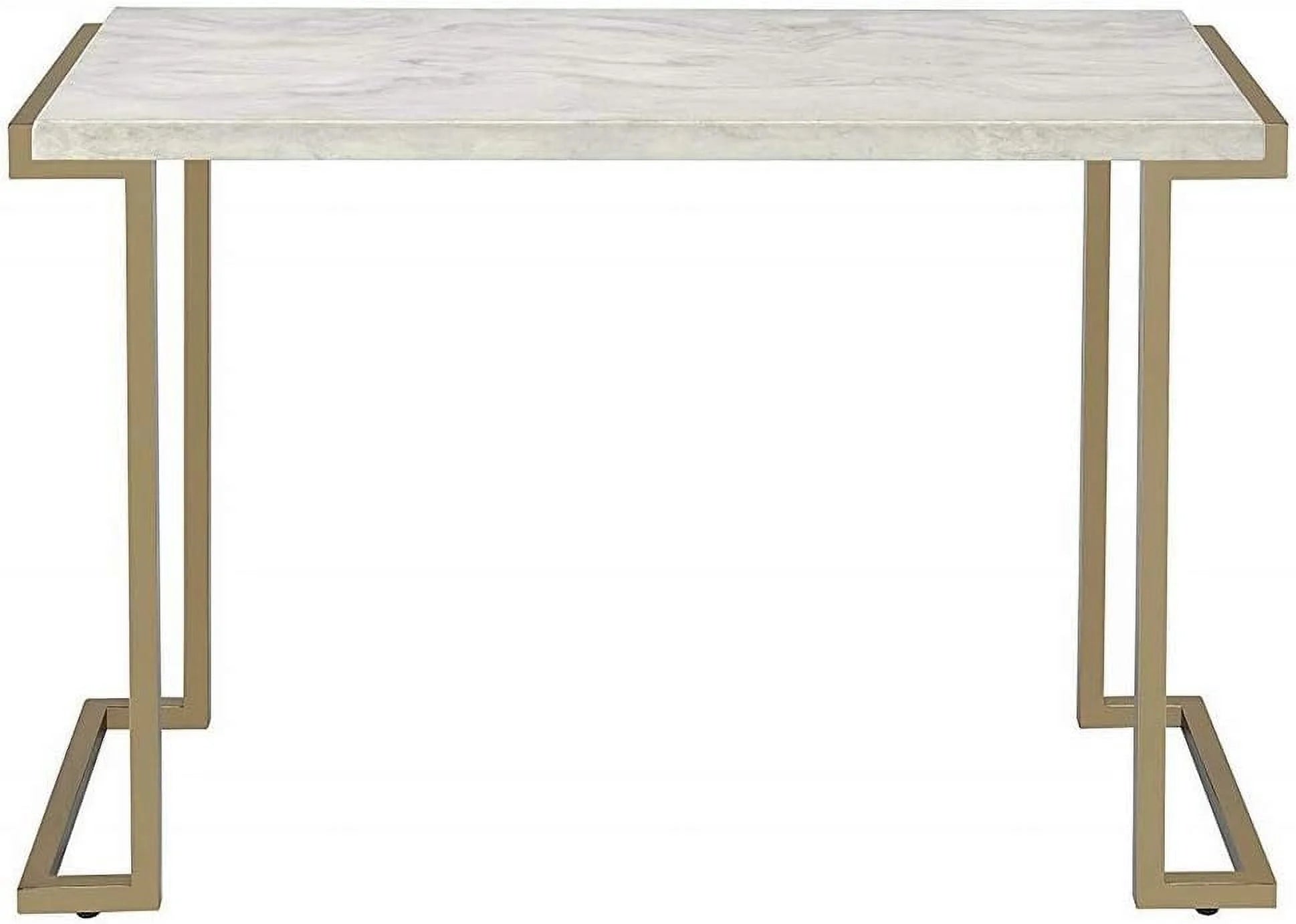Champagne Beige Faux Marble Top Console Table D76445