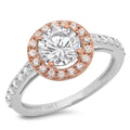 18K White Rose Gold Halo Engagement Ring size 3.5 N41859