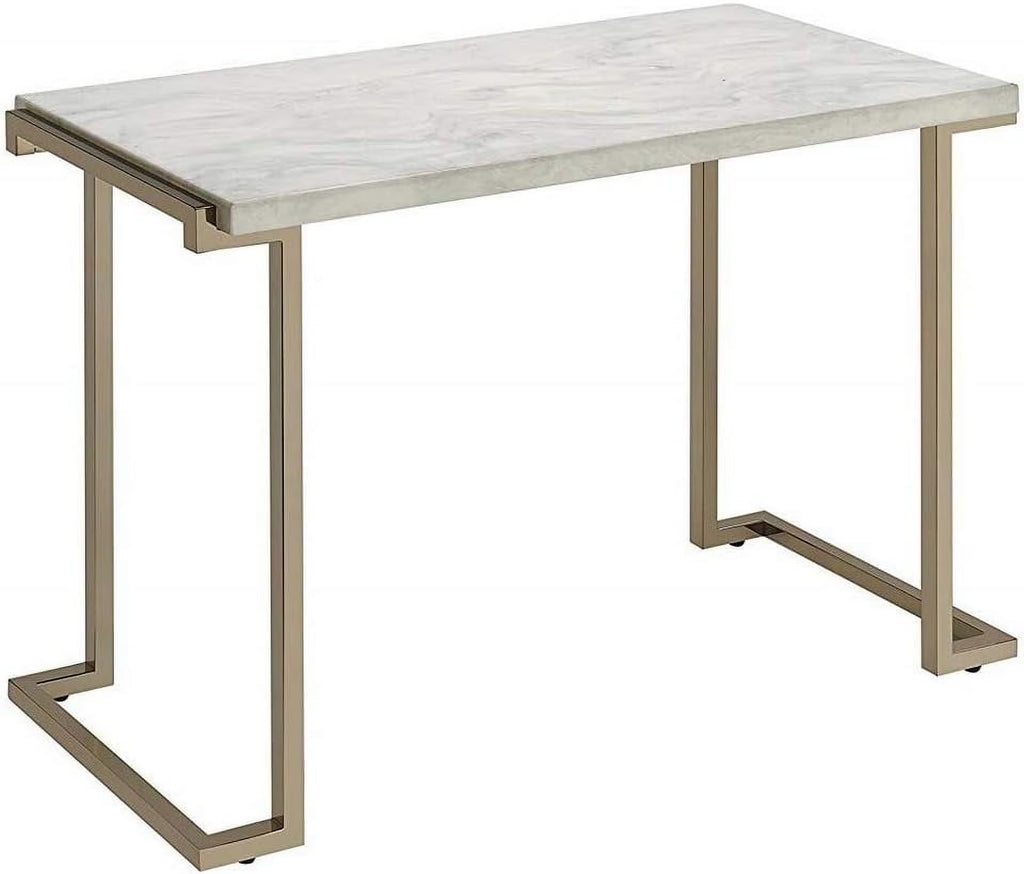 Champagne Beige Faux Marble Top Console Table D76445
