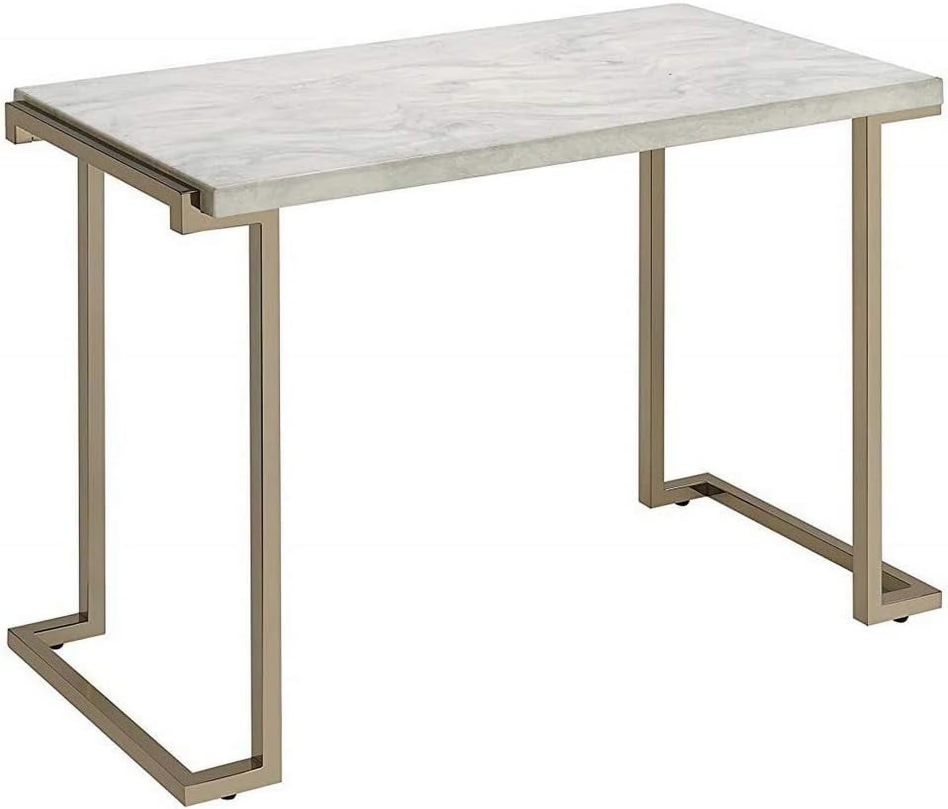 Champagne Beige Faux Marble Top Console Table D76445
