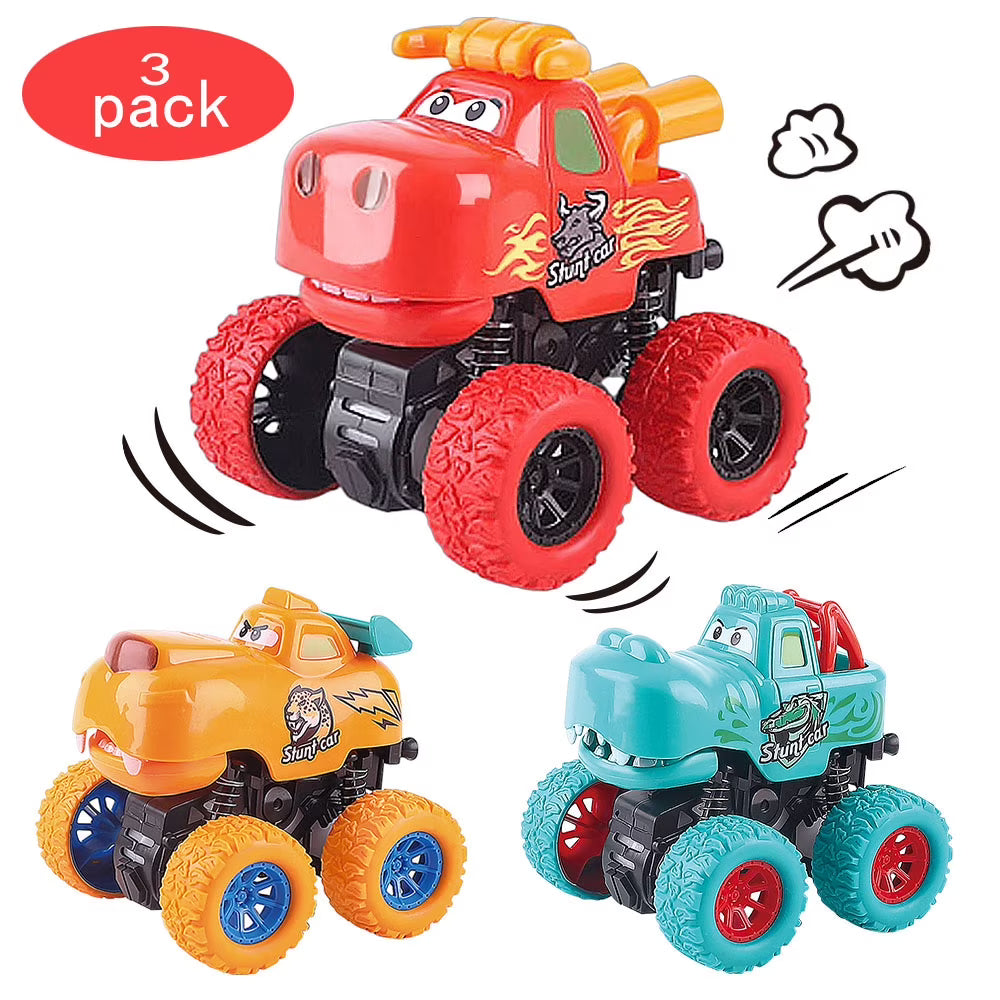 Monster Truck Toy Set with Pull Back Leopard and Free Wheel Crocodile Toy Trucks P3237