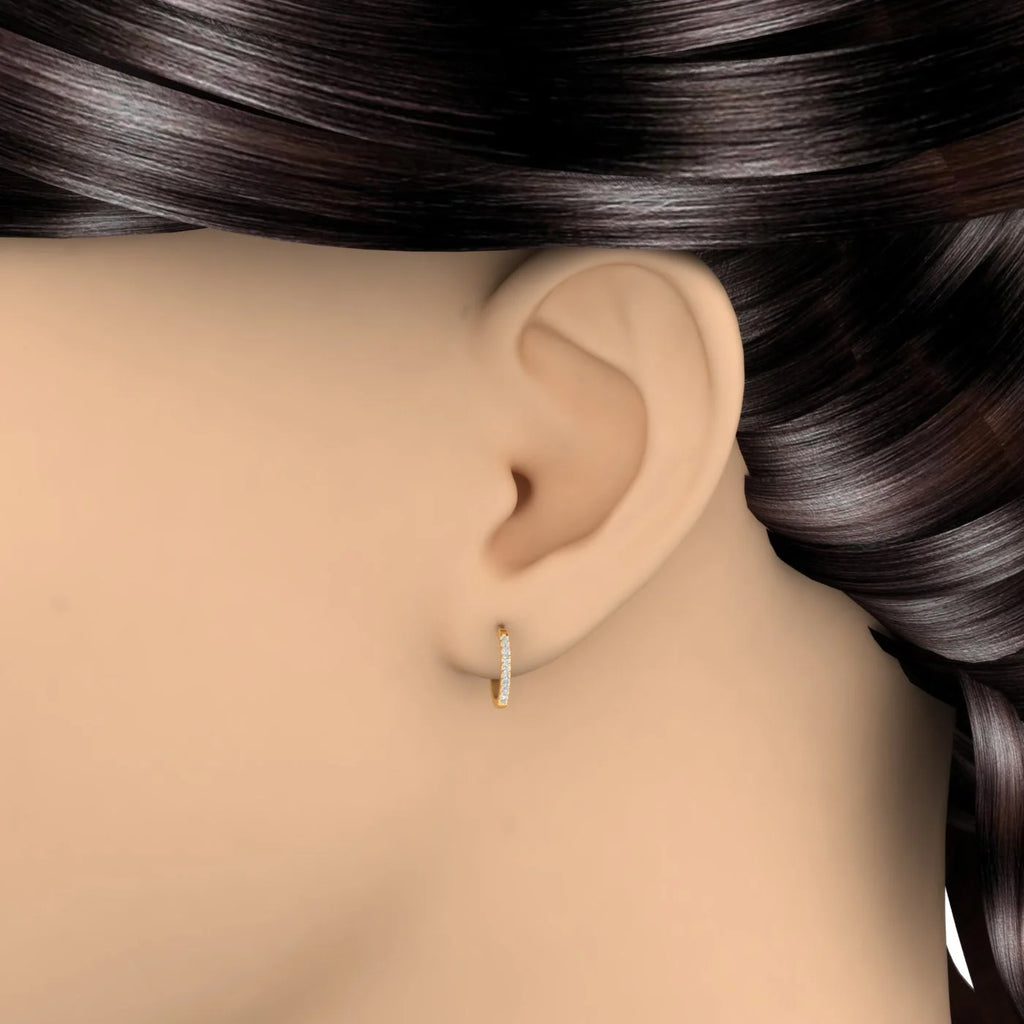 10K Yellow Gold Diamond Small Hoop Earrings S9900