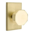 Satin Brass Double Dummy Octagon Door Knob with Modern Rectangular Rose B833039