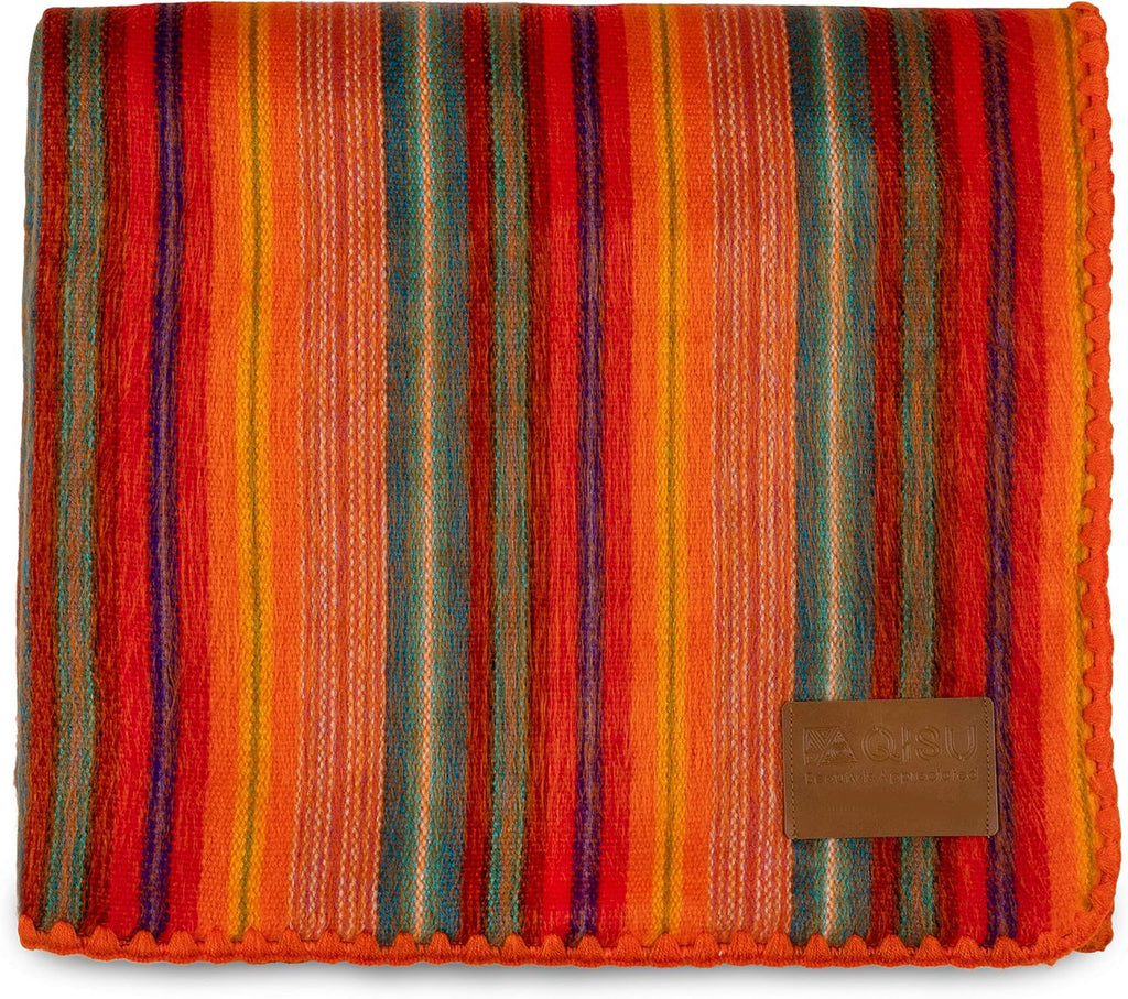 Alpaca Wool Blanket Throw, 85 x 65 inches, Turquoise Sea Foam Variegated D1886
