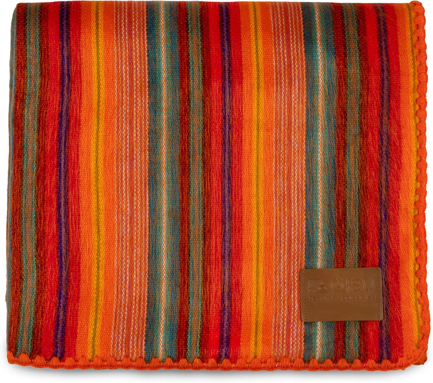Alpaca Wool Blanket Throw, 85 x 65 inches, Turquoise Sea Foam Variegated D1886