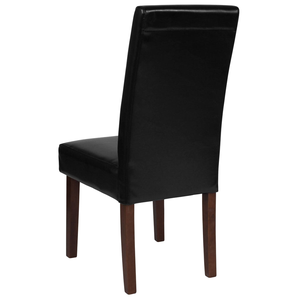 Brown LeatherSoft Parsons Chair with Mahogany Legs I80098