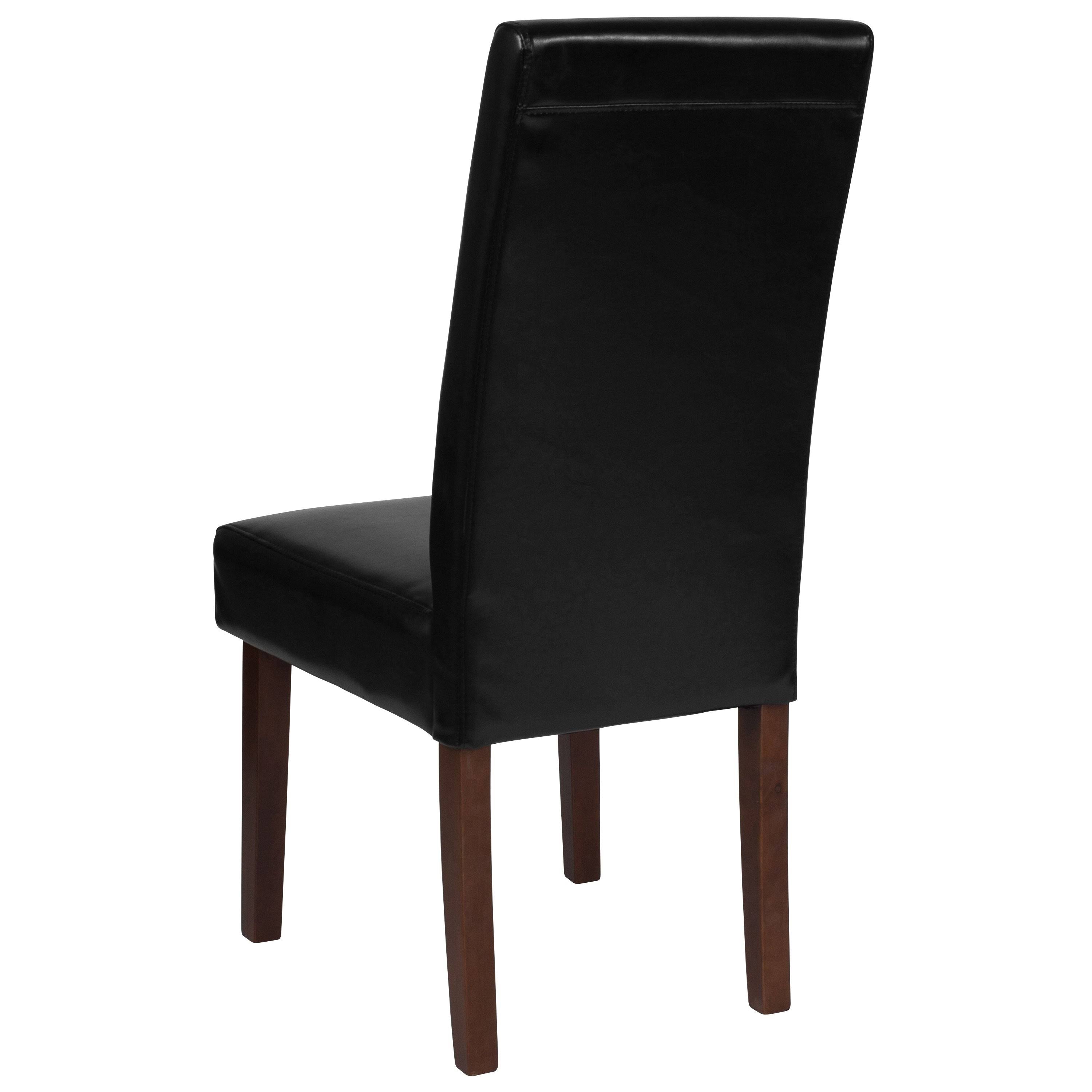 Brown LeatherSoft Parsons Chair with Mahogany Legs I80098