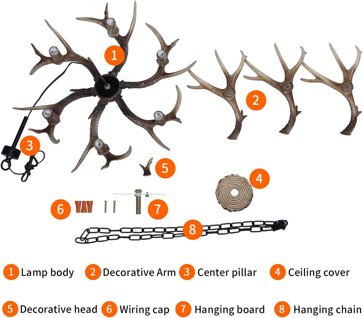 6 Light Resin Deer Antler Chandelier B59757
