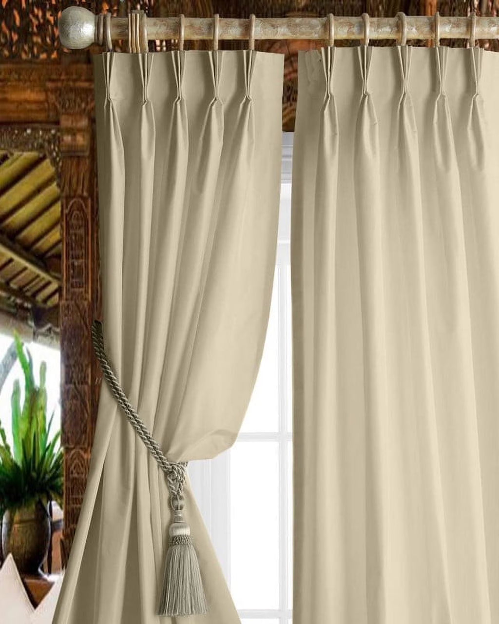 Beige Blackout Curtains 2 Panels W(21"+21") L120 W1818