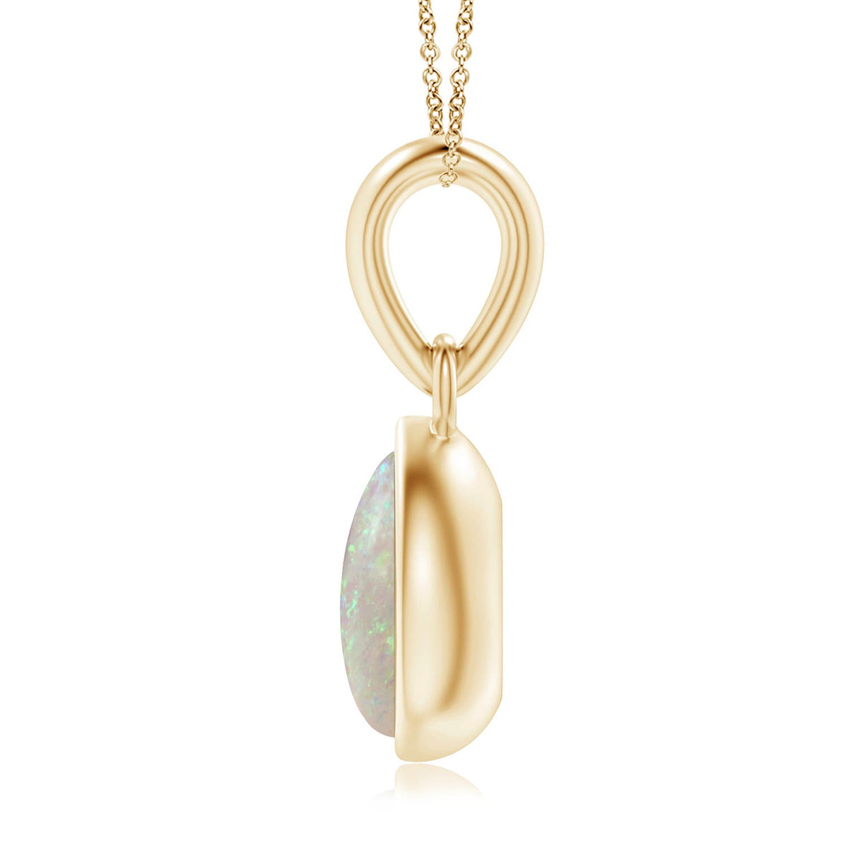 14K Yellow Gold Opal Solitaire Pendant Necklace L7157