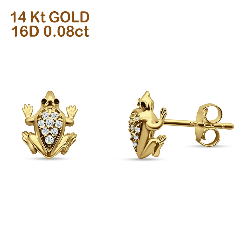 14K Yellow Gold Frog Stud Earrings U855183
