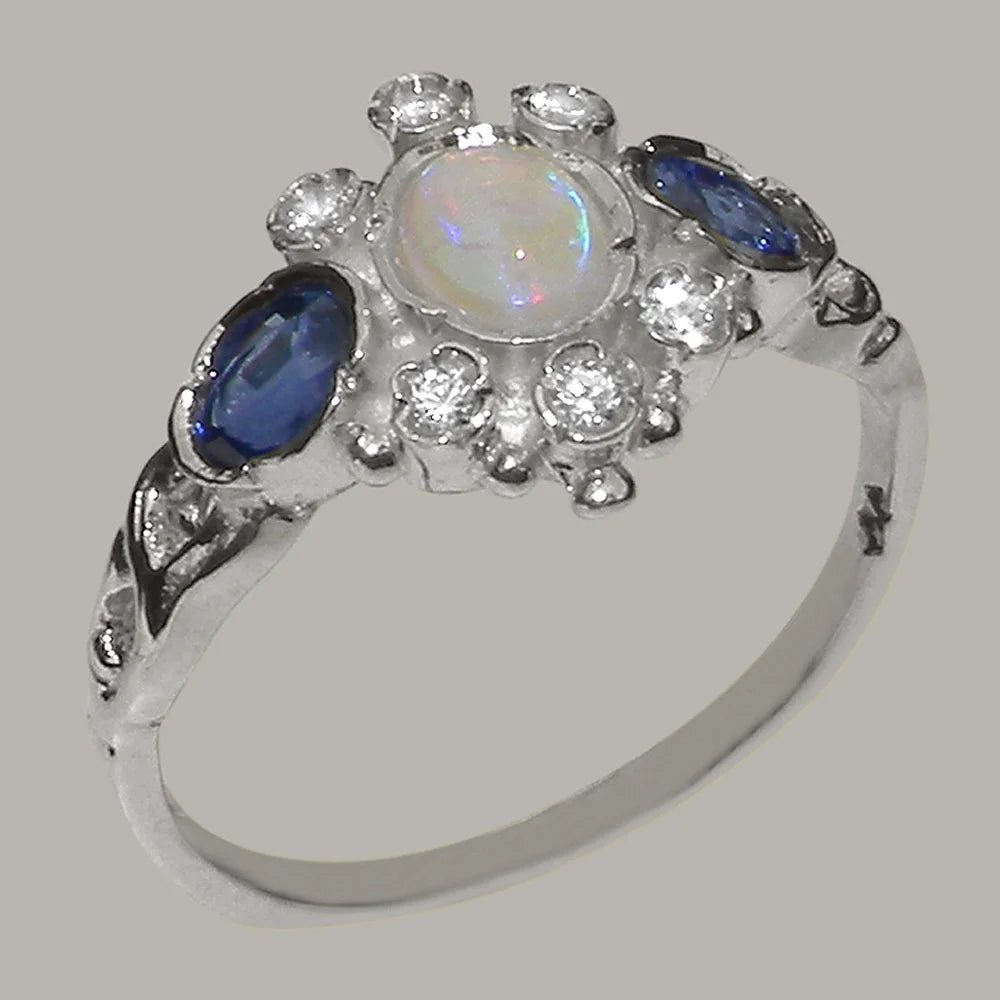 9k White Gold Opal Diamond Ring L8691