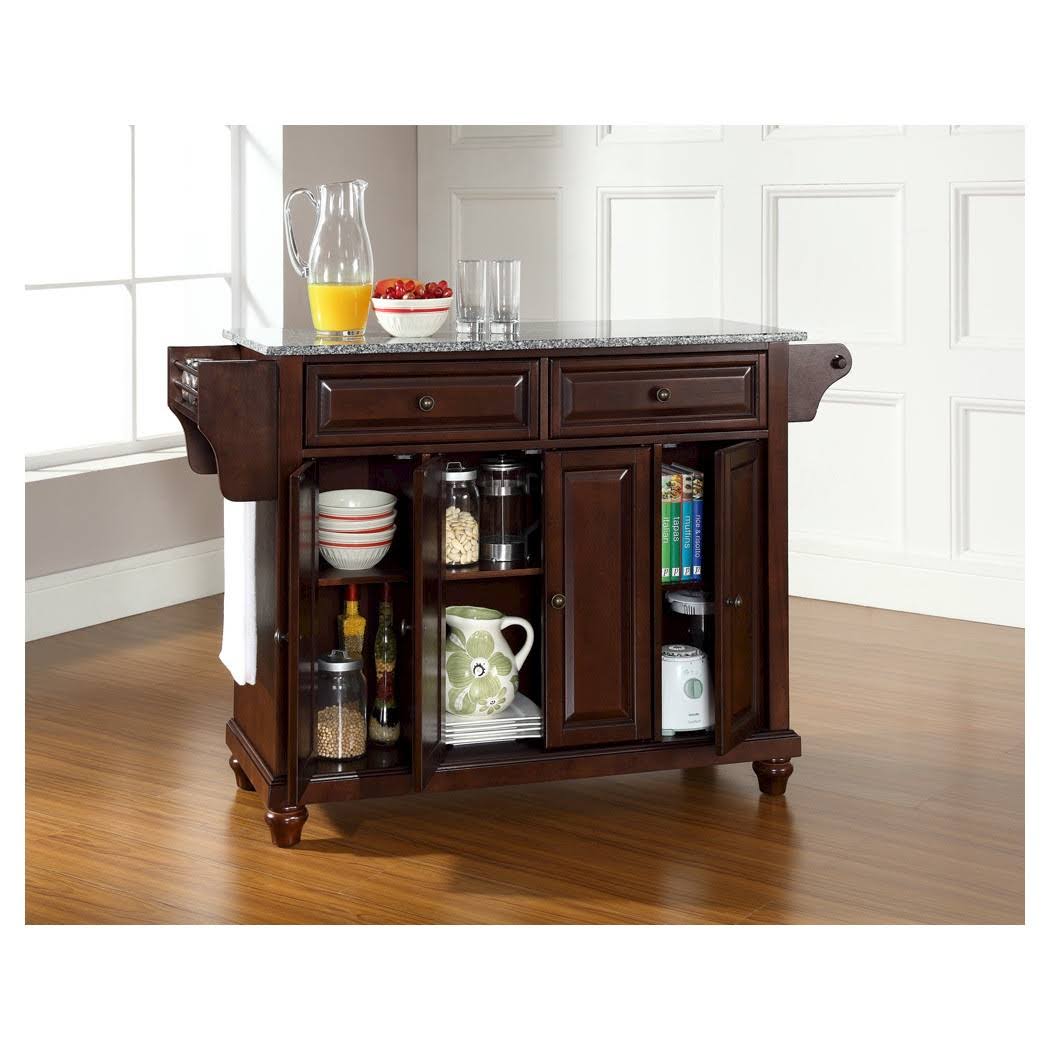 Vintage Mahogany Solid Granite Top Kitchen Island E78635