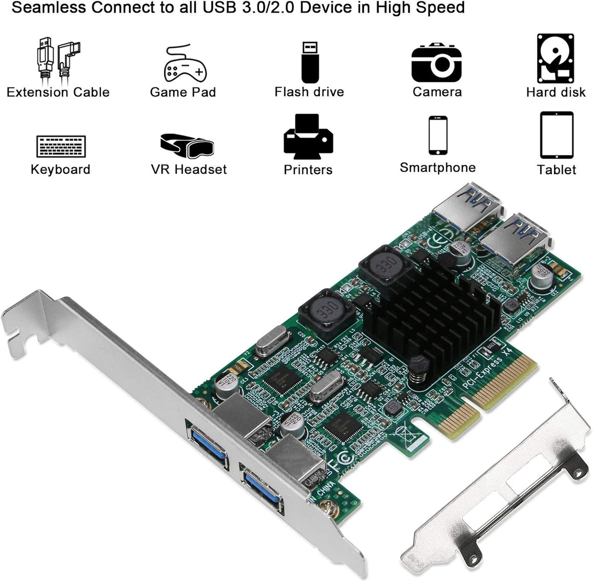 4 Port PCIe USB 3.0 Card Adapter, Pack of 2 P468
