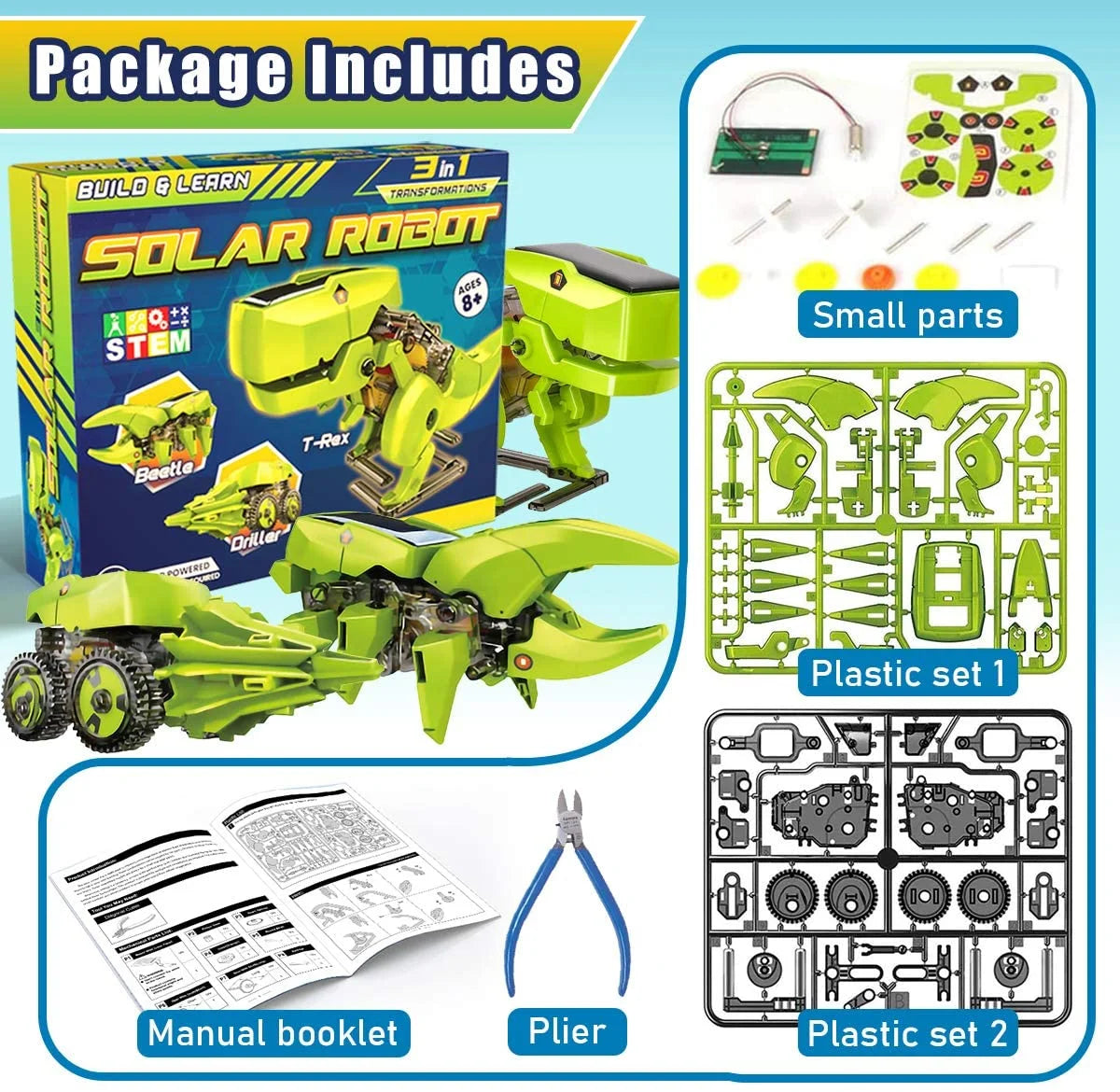 Solar Robot Kit 3-in-1 STEM Projects Robot Kit P922