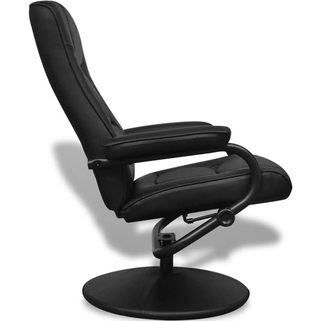Black Faux Leather Swivel Recliner with Ottoman O7016