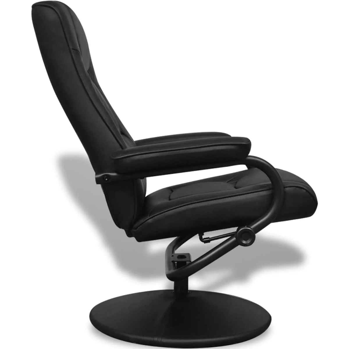 Black Faux Leather Swivel Recliner with Ottoman O7016
