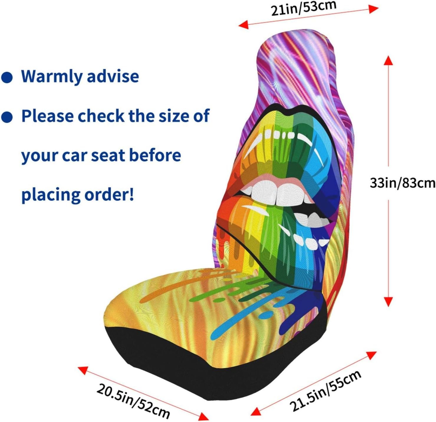 Rainbow Lips Printing Front Seat Covers 2 Pcs Z93861