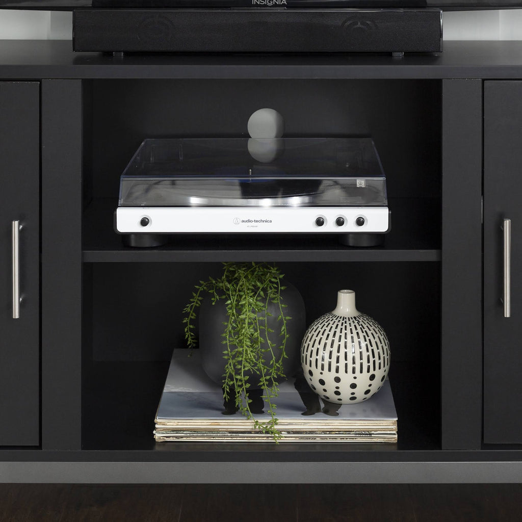 Black Wood Media TV Stand with 2 Storage Cabinets A139