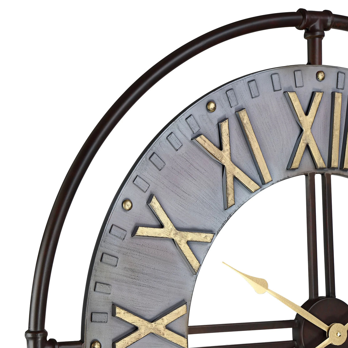 33" Wide Steel and Gold Wall Clock S53906