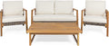 Outdoor 4 Seater Acacia Wood Chat Set with Wicker Accents W80404