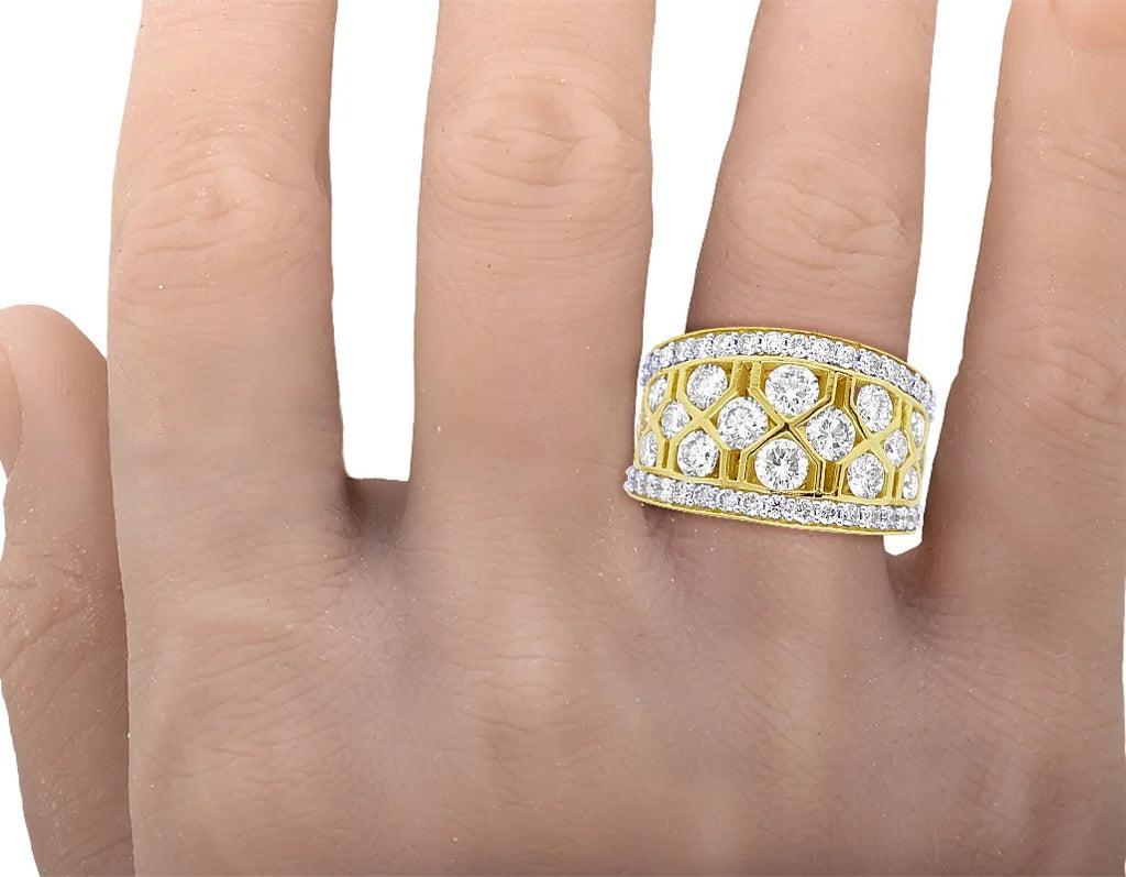 Geometric Mesh Diamond Band Ring Q865033