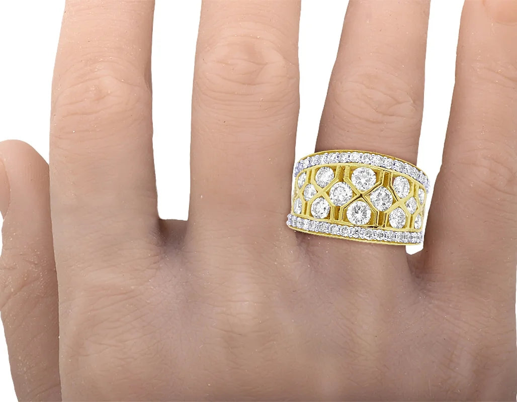 Geometric Mesh Diamond Band Ring Q865033