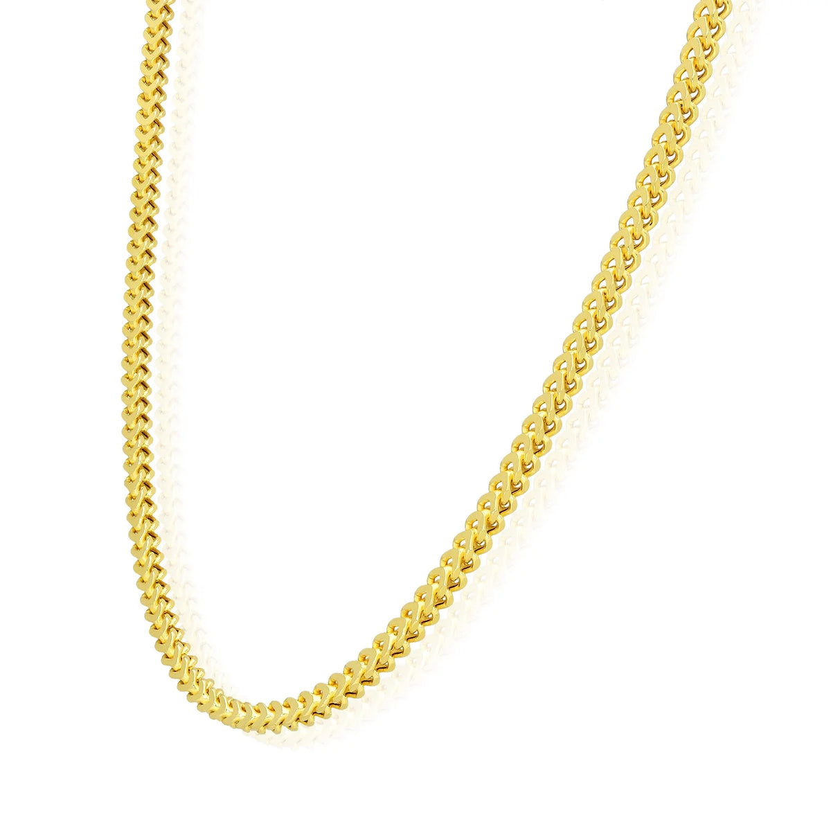 18K Gold Over Silver Hollow Franco Chain Necklace 20"-30" P666