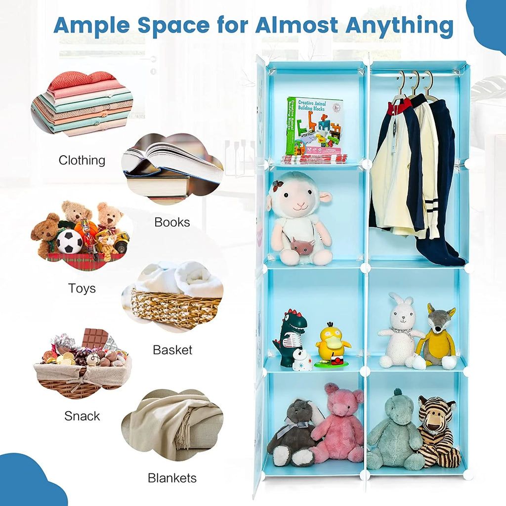 8 Cube Children Wardrobe with Doors and 2 Hanging Sections B17794