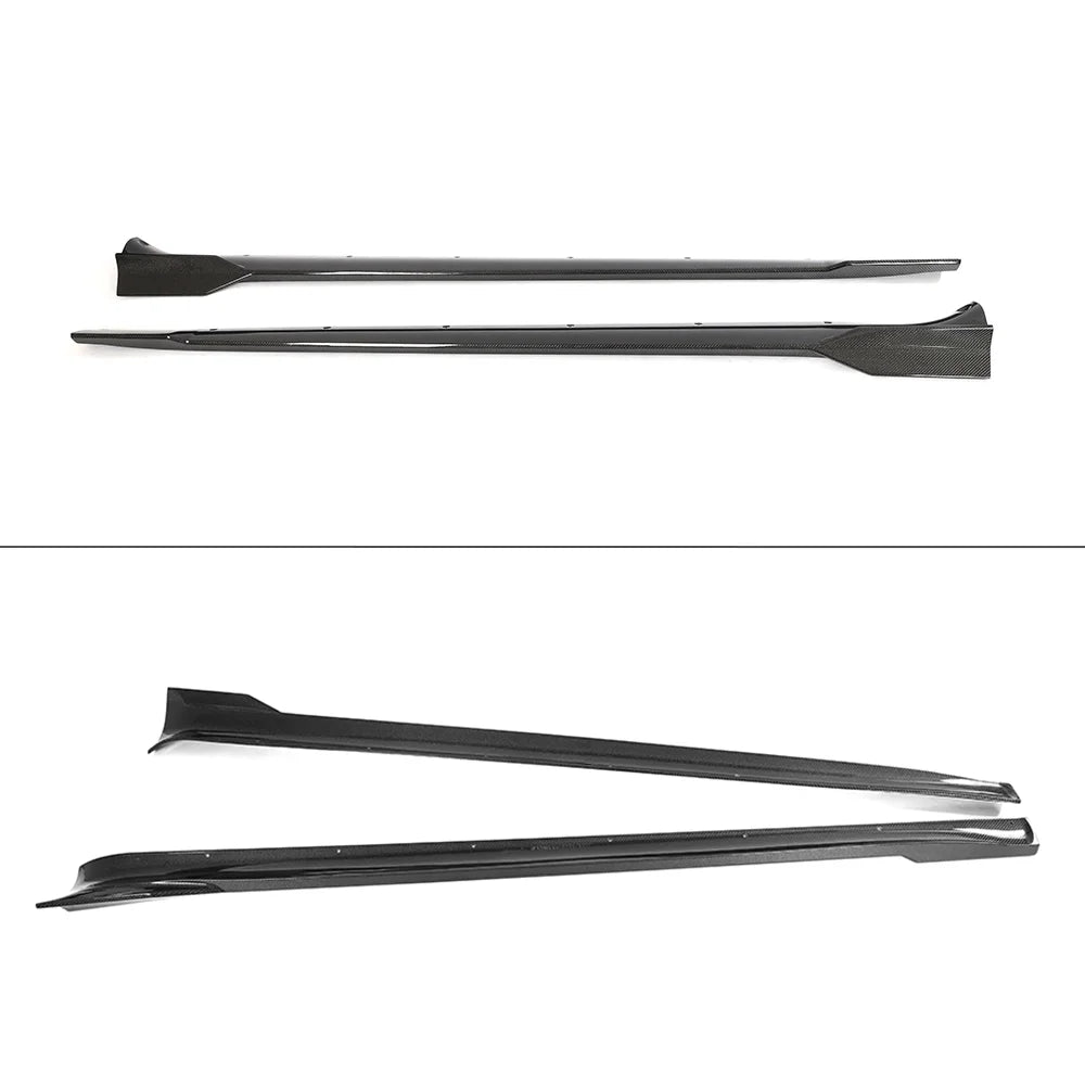 Gloss Black Carbon Fiber Side Skirt Extension Pair H9997
