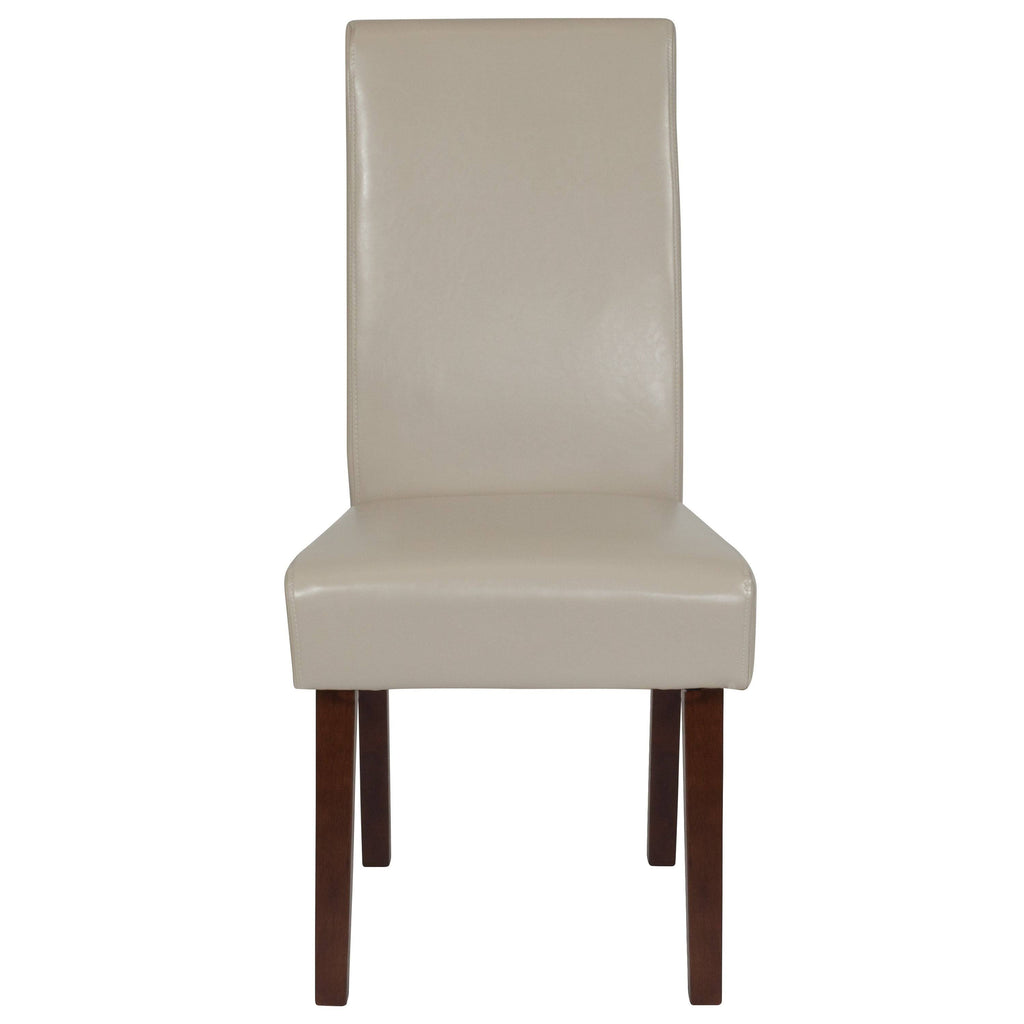 Brown LeatherSoft Parsons Chair with Mahogany Legs I80098
