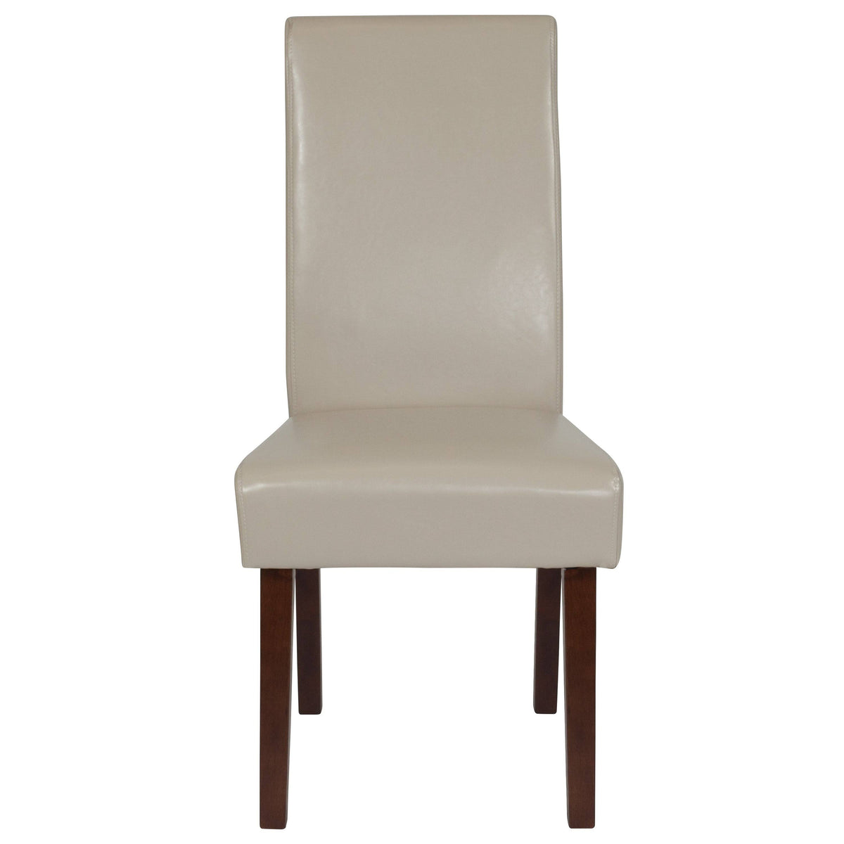Brown LeatherSoft Parsons Chair with Mahogany Legs I80098