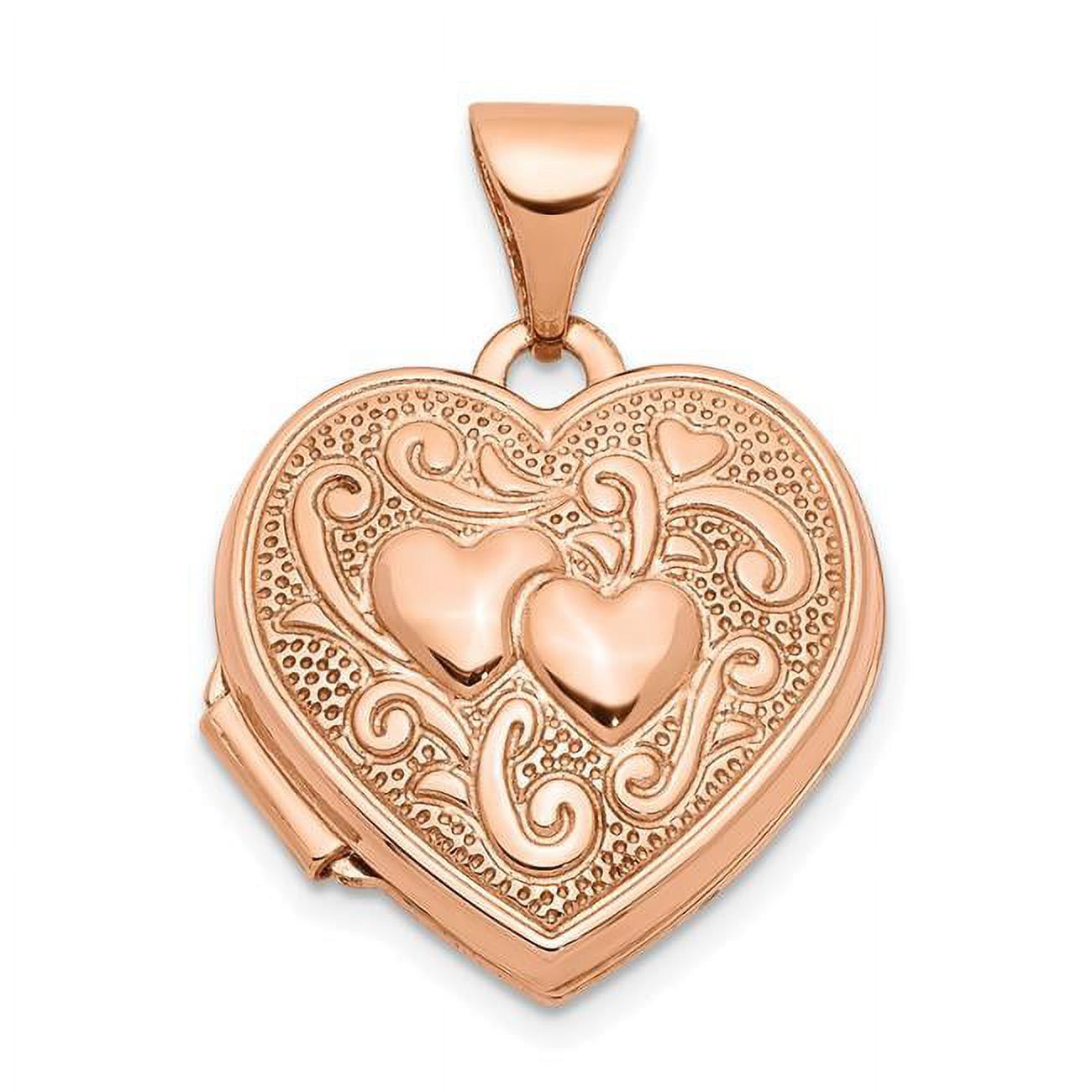 14K Rose Gold Textured Heart Locket Pendant O79452