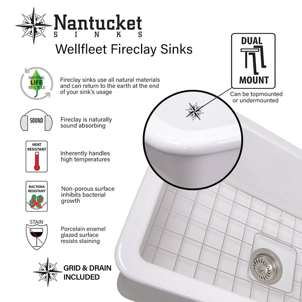 27 inch Undermount Fireclay Kitchen Sink C975
