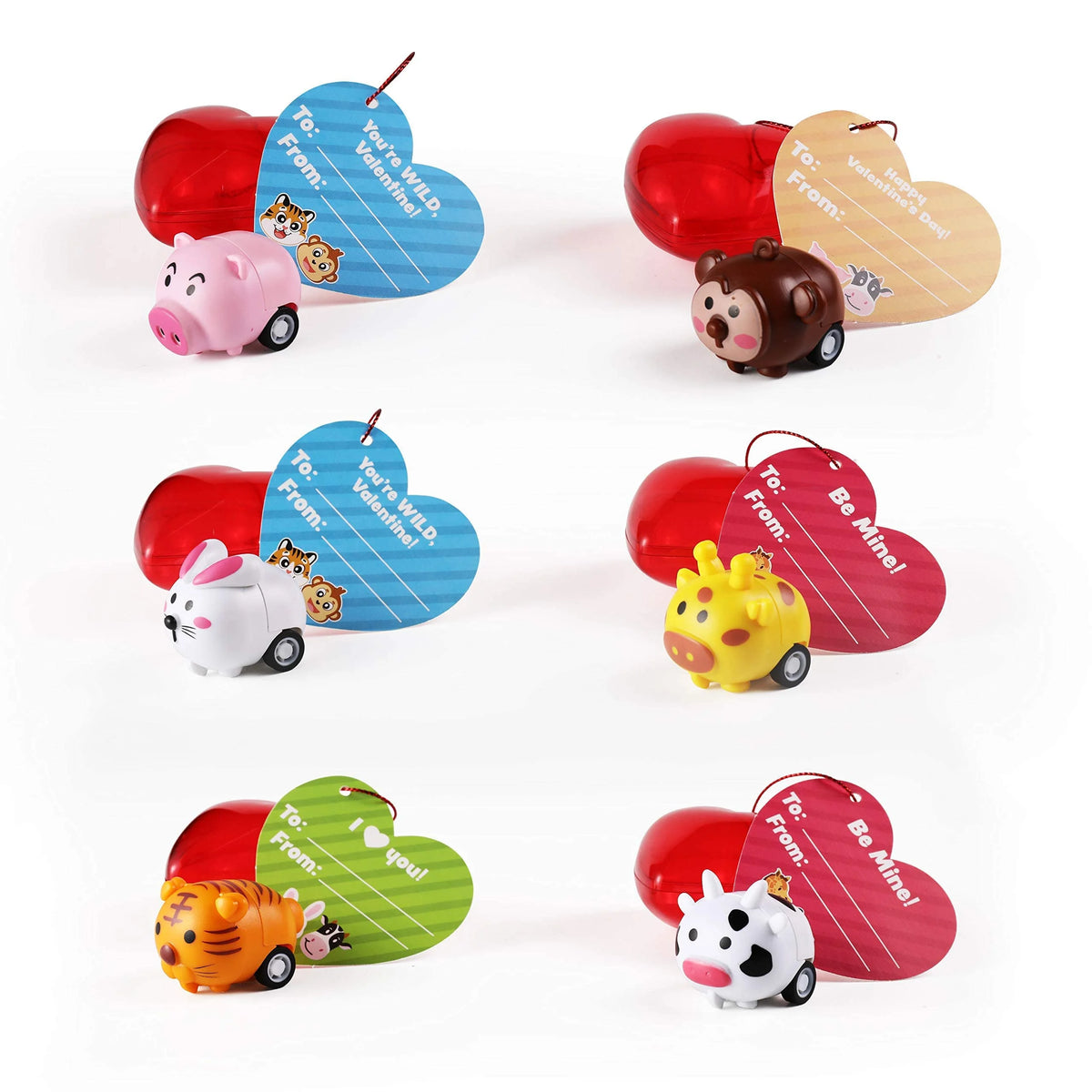 28 Pack Kids Valentine Toys Cars Party Favors Set with Cards H839176