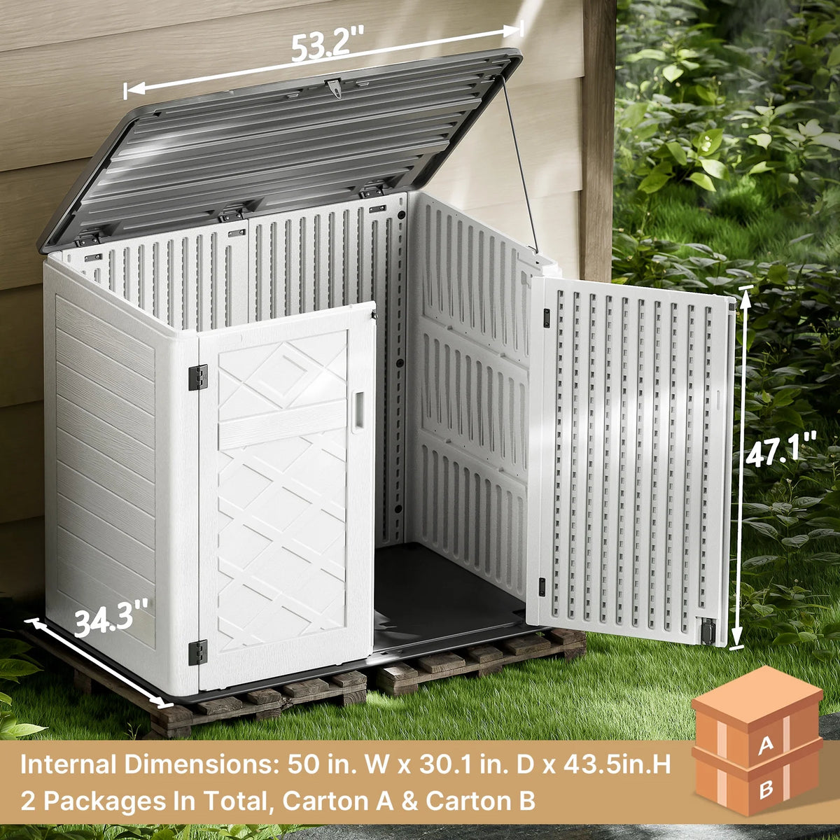 White Resin Outdoor Storage Shed, 38 Cu.ft V99977