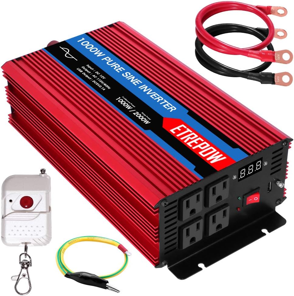 1500 Watt Pure Sine Wave Power Inverter 24V DC to 110V AC Wireless Remote Control X844