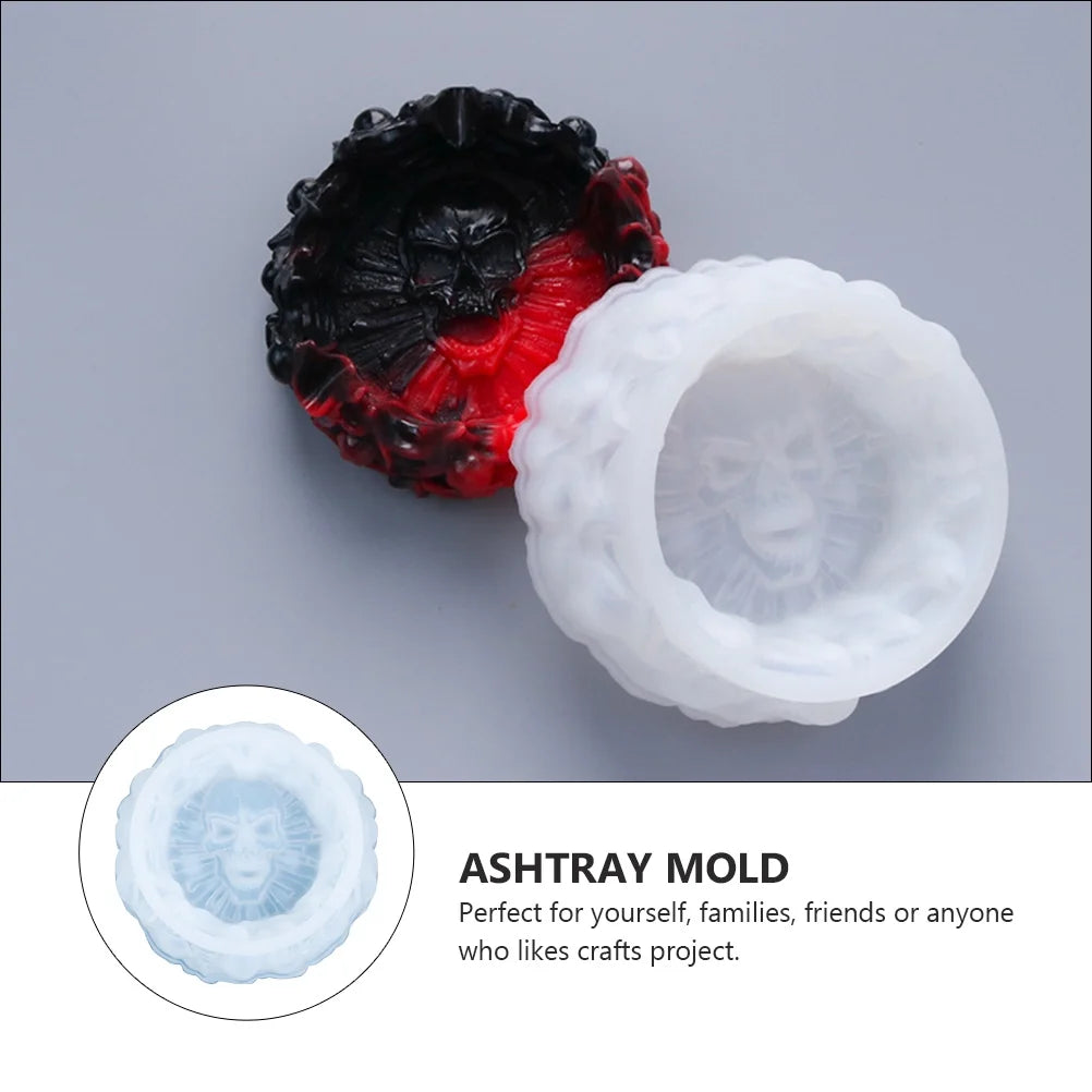 White Silica Gel Skull Ashtray Mold M156748