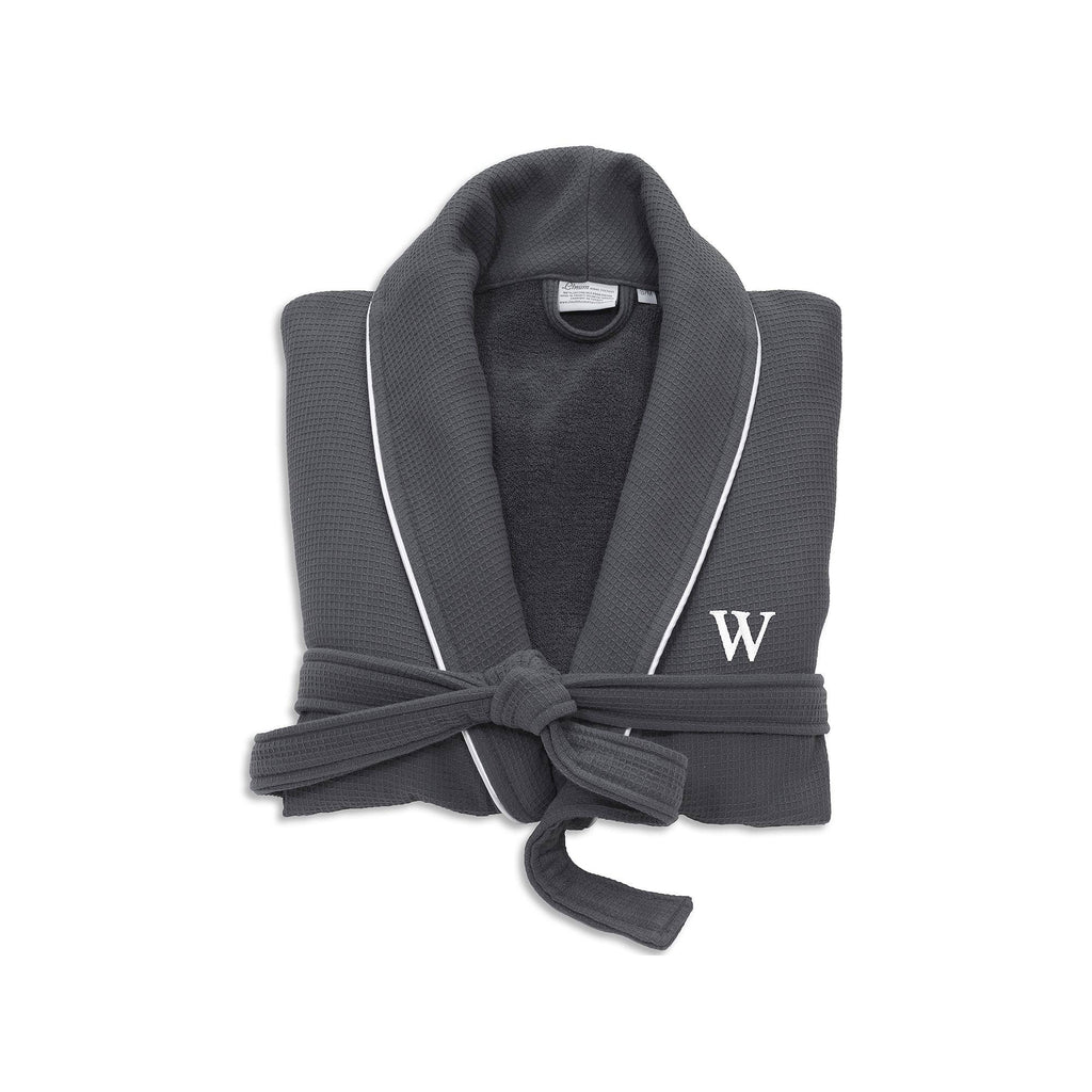 Dark Gray Turkish Cotton Waffle Terry Bathrobe D63977