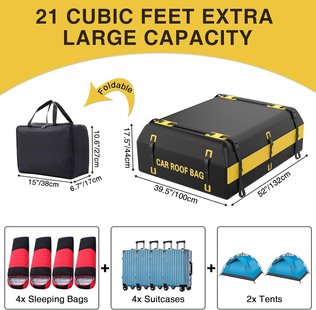 15 Cubic Feet Waterproof Rooftop Cargo Carrier with Anti-Slip Mat V597