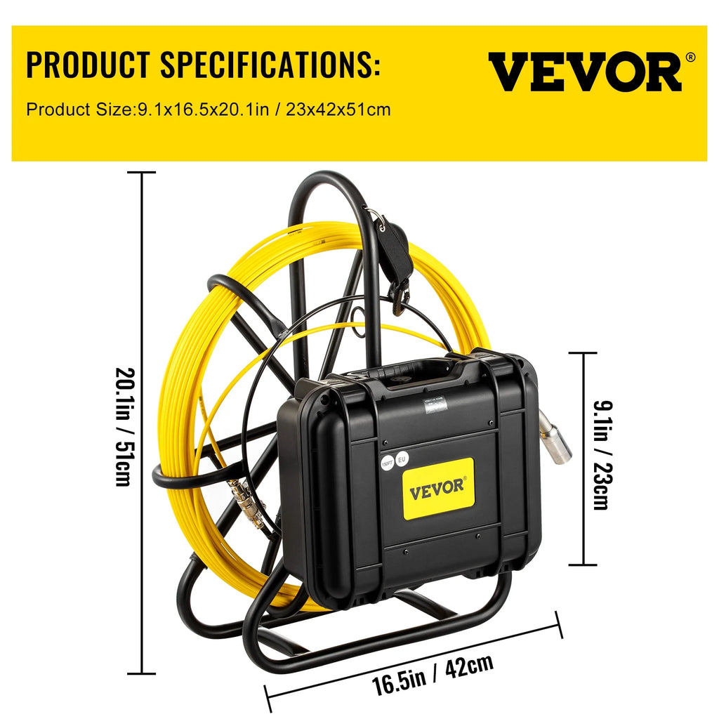 Sewer Camera 150ft/45.6m with 9 in Color LCD Monitor, IP68 Waterproof Pipe Camera J56086