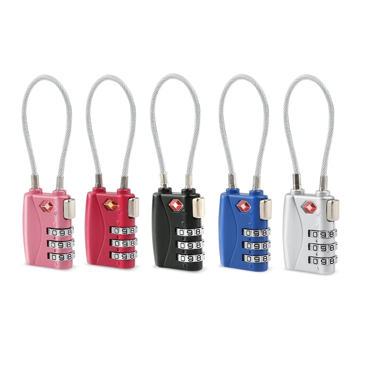 4pcs Portable TSA Approved Security Cable Luggage Lock Padlock (Black) E9077