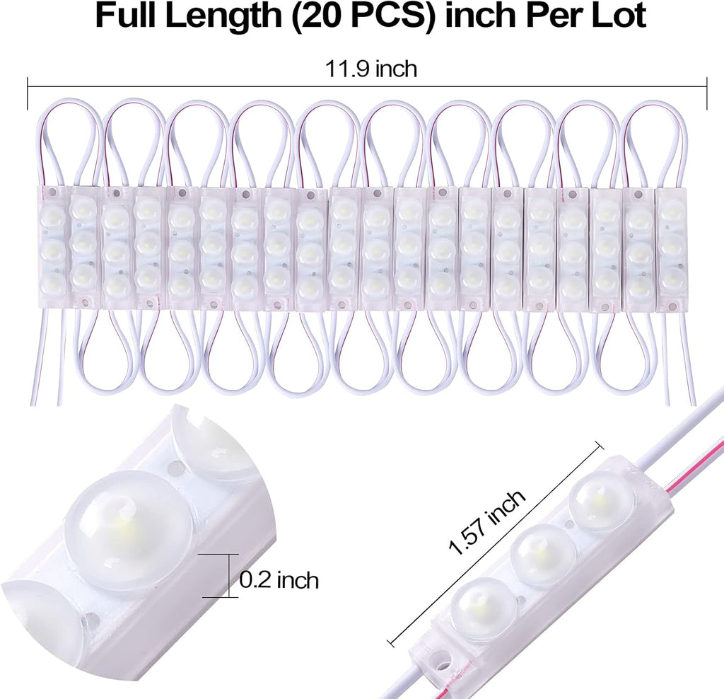 200 Pcs Waterproof LED Module Lights, 0.72W DC12V 6500K, White Light Pack of 2 Z617036