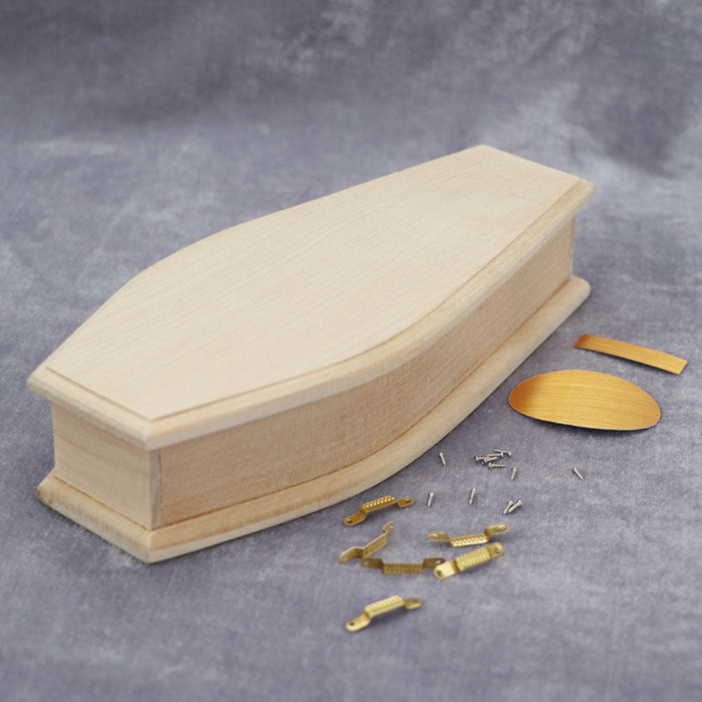 Wood Dollhouse Coffin Ornament I65333