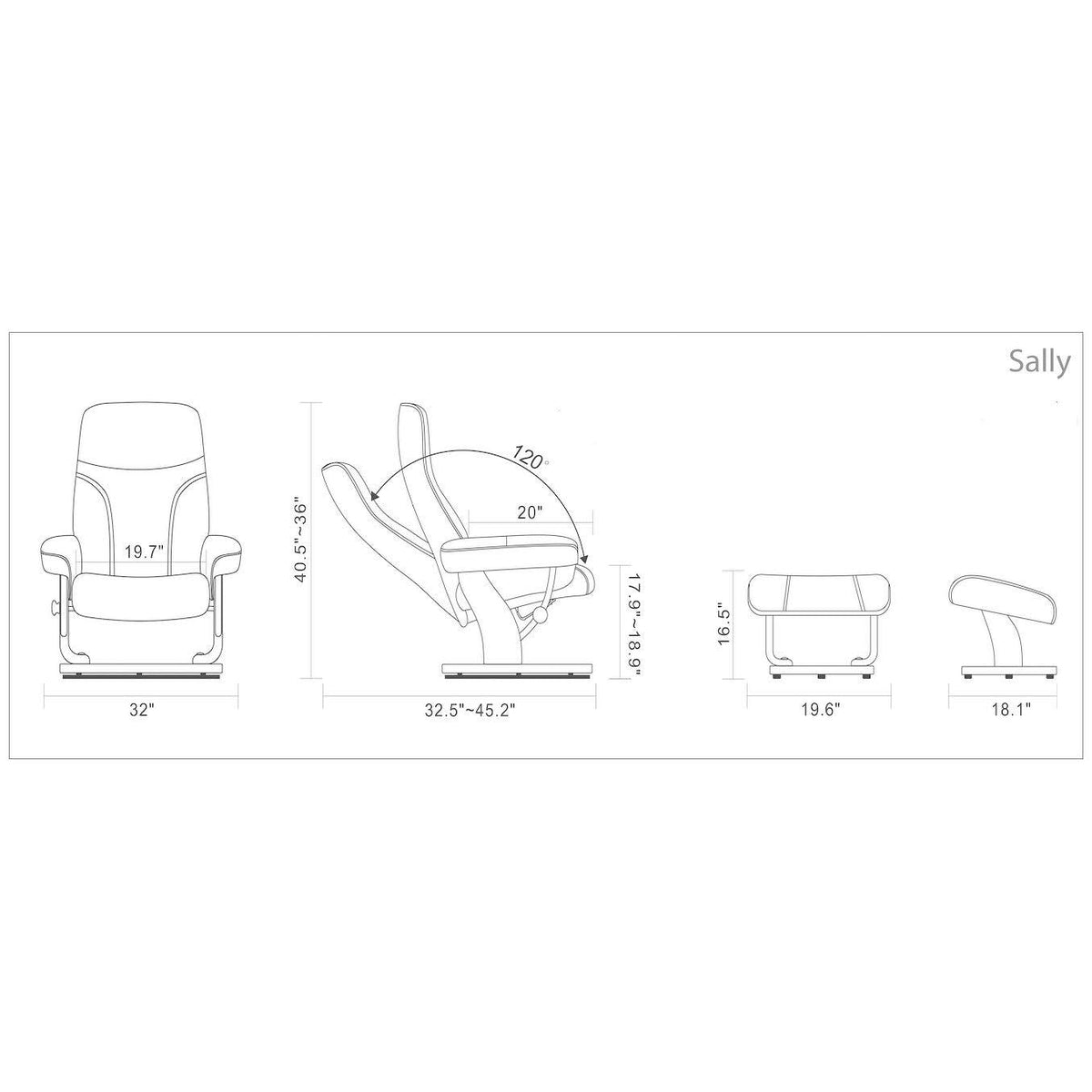 Taupe Leather Recliner and Ottoman R197075