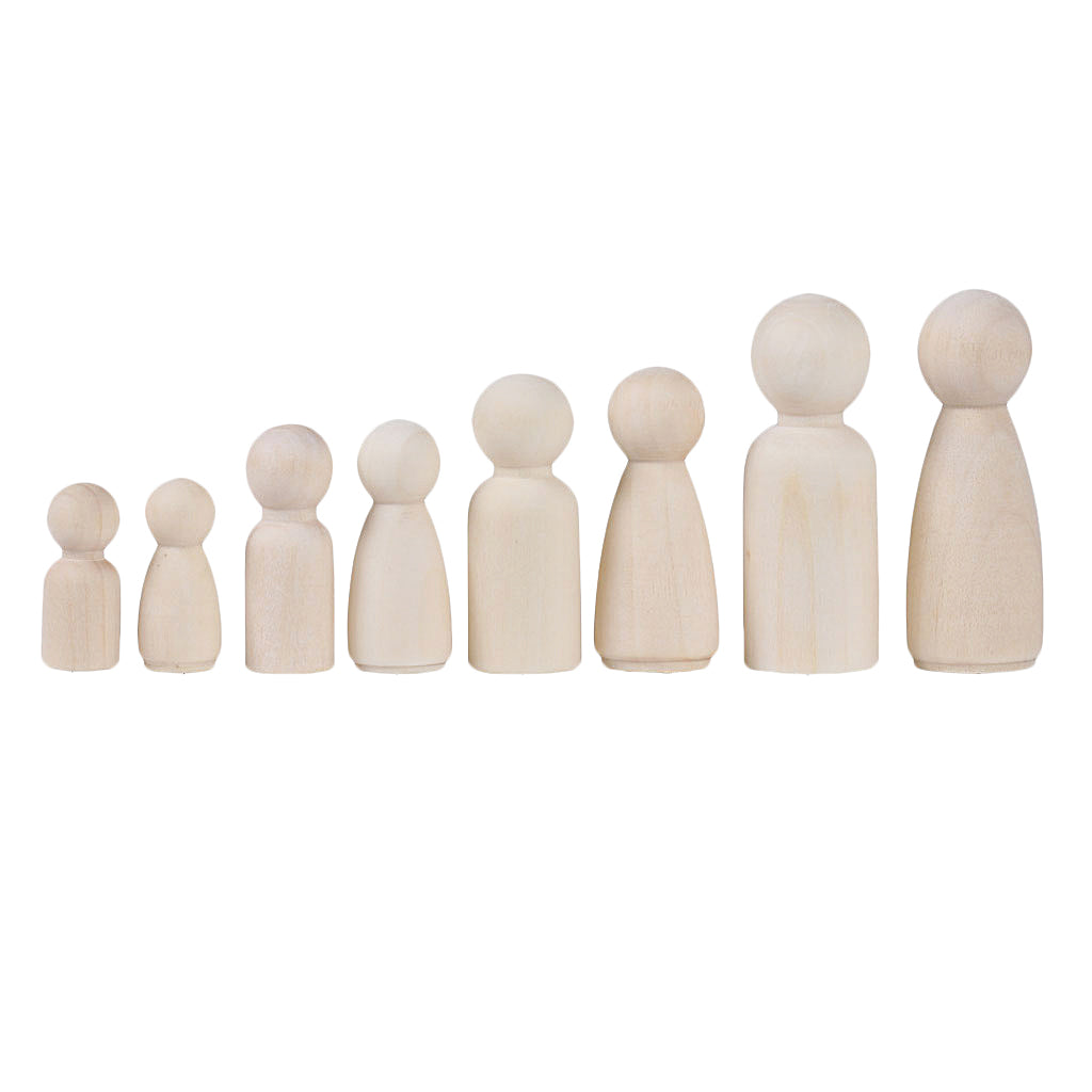 8 Wood Peg Dolls Wooden Figure Toy P142
