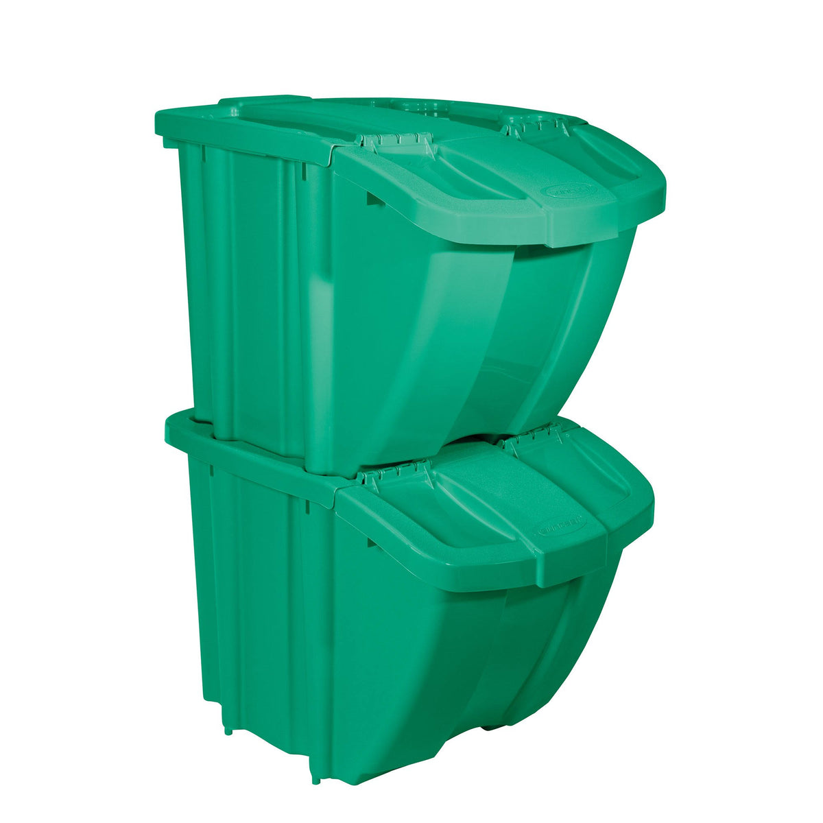Green 2 Pack Stackable Recycling Bin Containers with Lids G40485