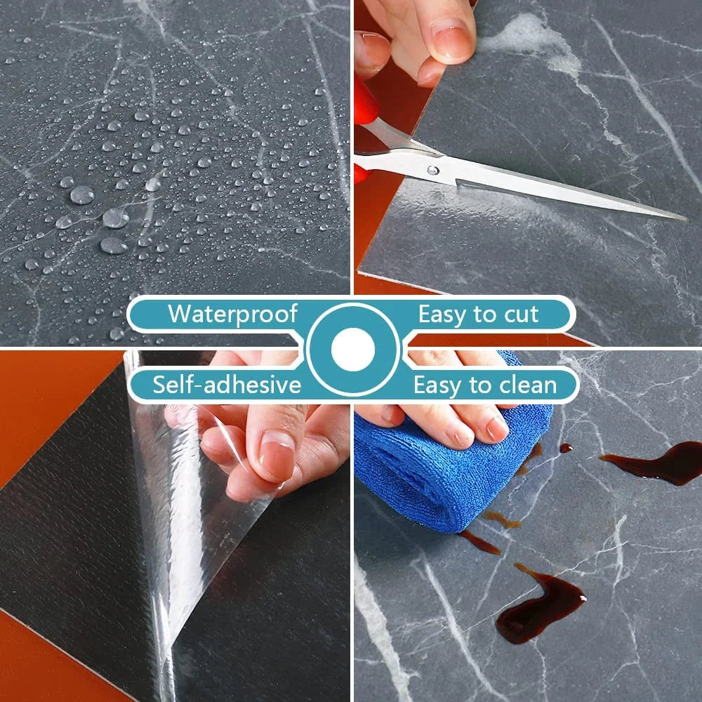 12-Pack Grey Marble Peel and Stick Vinyl Flooring Tile A170553
